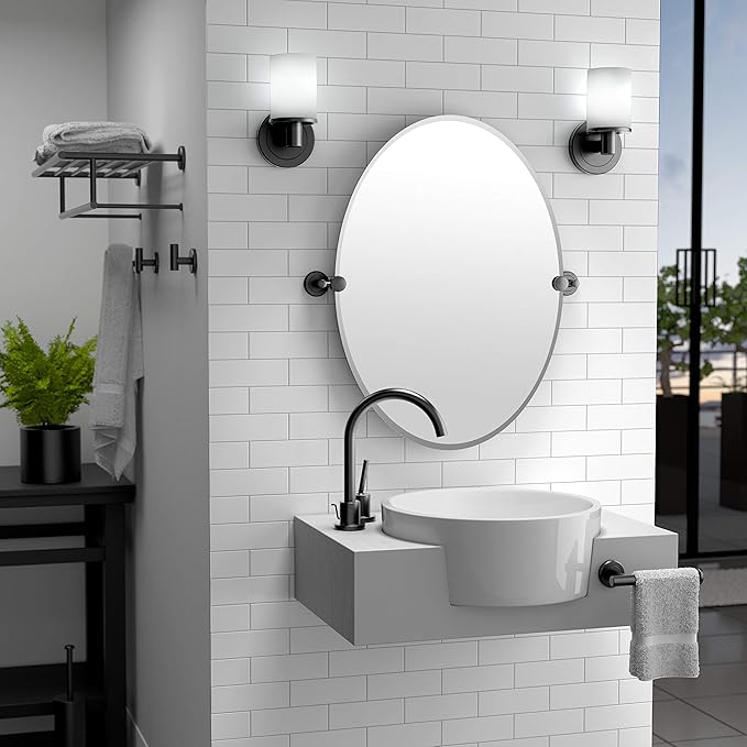 Gatco 4249MX Latitude II Oval Mirror, 26.5 Inch, Matte Black/Wall Mounted - Image 3