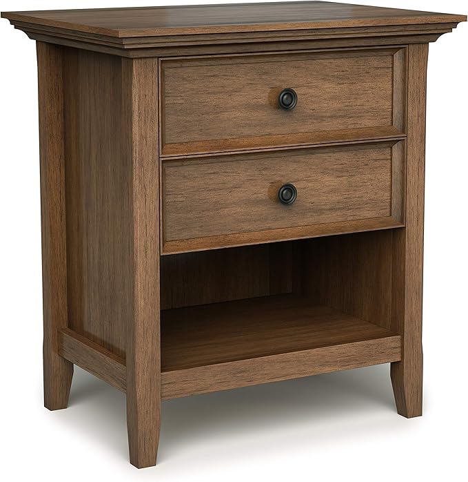 SIMPLIHOME Amherst SOLID WOOD 24 inch Wide Transitional Bedside Nightstand by SimpliHome
