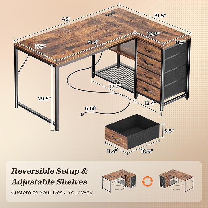 PRAISUN 43.3" Small Computer Desk - Image 2