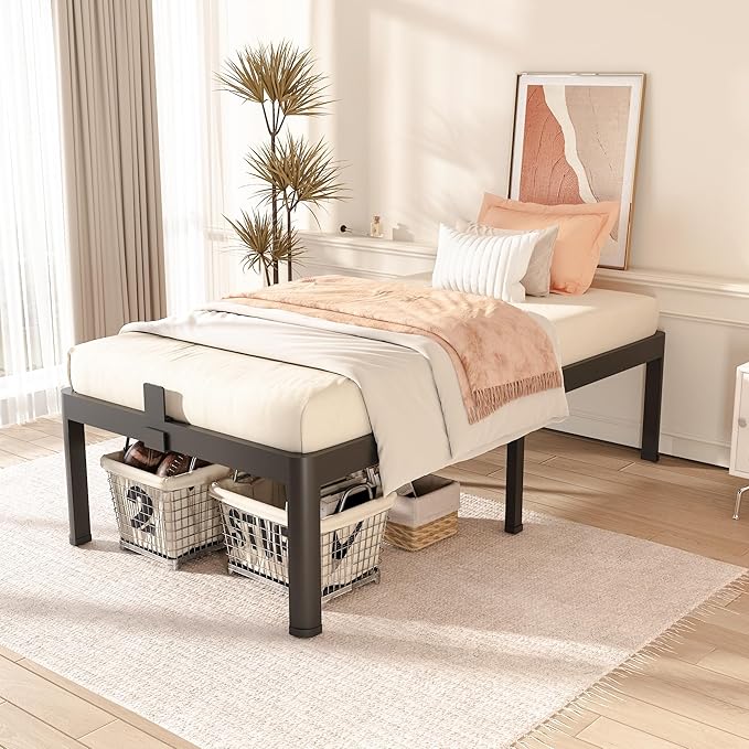 FUIOBYVV Twin Bed Frames with Round Corner Edge Legs 18 inch High 3500 lbs - Image 2