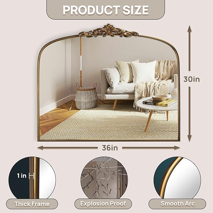 Vintage Gold Ornate Baroque Mirror - Image 3