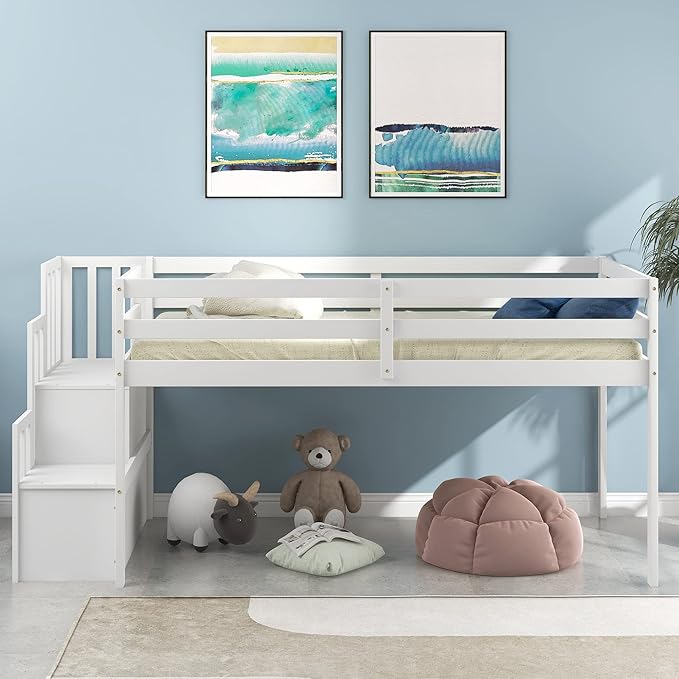 HomSof Loft Bed with Stairs and Storage - Image 3