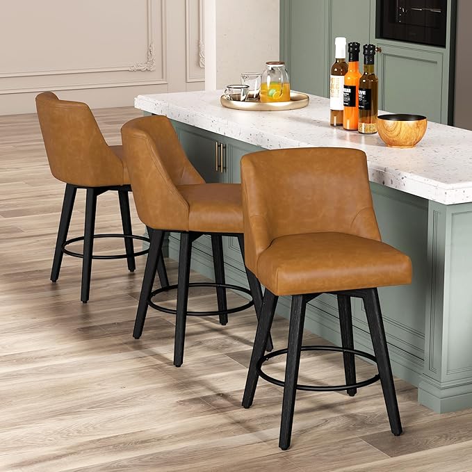 Counter Height Bar Stools Set of 4, Modern Swivel Barstools - Image 9