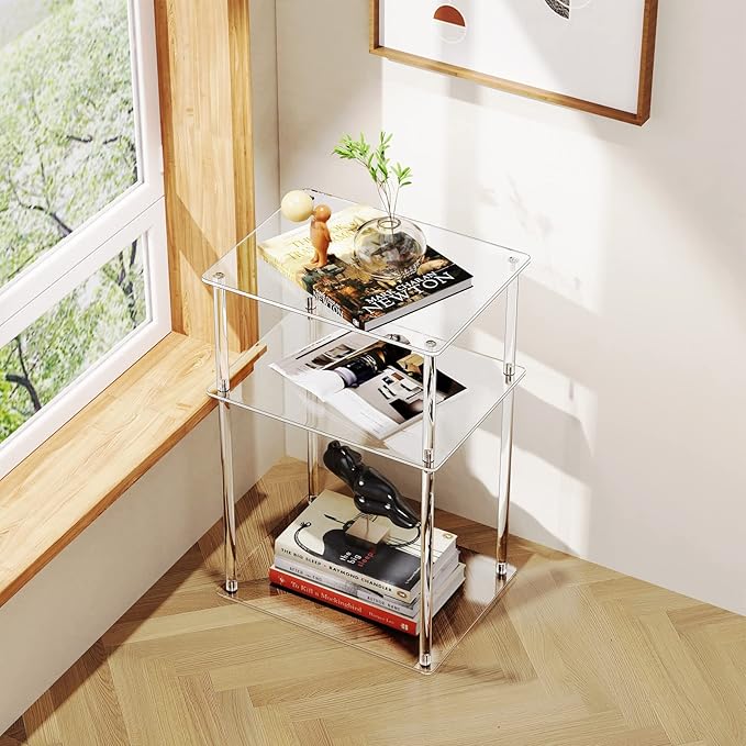 Clear Acrylic Side Table, 3-Tier End Table - Image 7