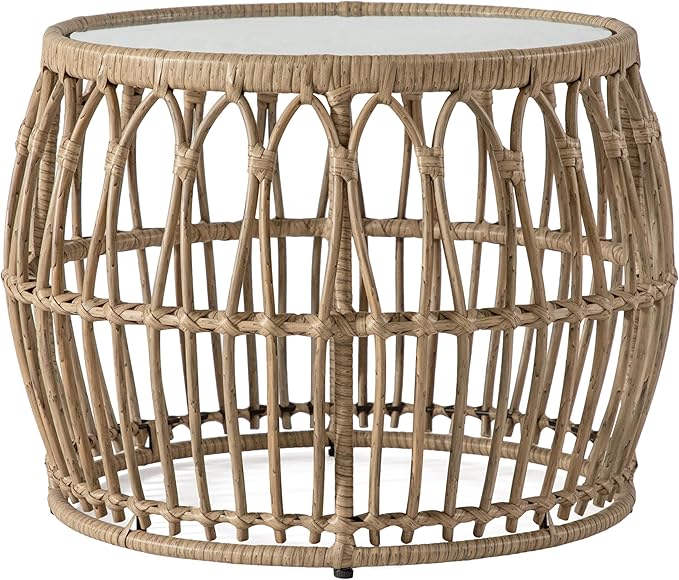 Muse & Lounge Co. Ysar Boho Rattan Round Coffee Table Outdoor - Image 9