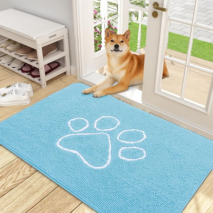 OLANLY Door Mat for Muddy Dog Paws 48x30, Ultra Absorbent Chenille Mud Doormat by OLANLY