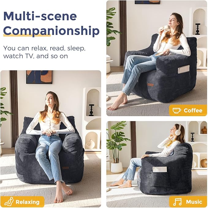 MAXYOYO Bean Bag Chair, Tufted Bean Bag Couch Lazy Chair, Living Room Sofa Couch - Image 3