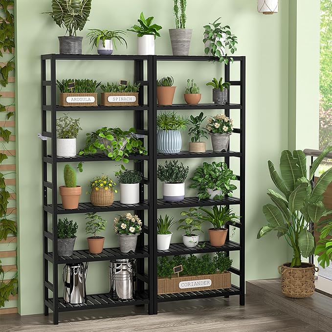 Homykic 6-Tier Bamboo Bookshelves and Bookcases, Adjustable 63.4”Tall Shallow - Image 7