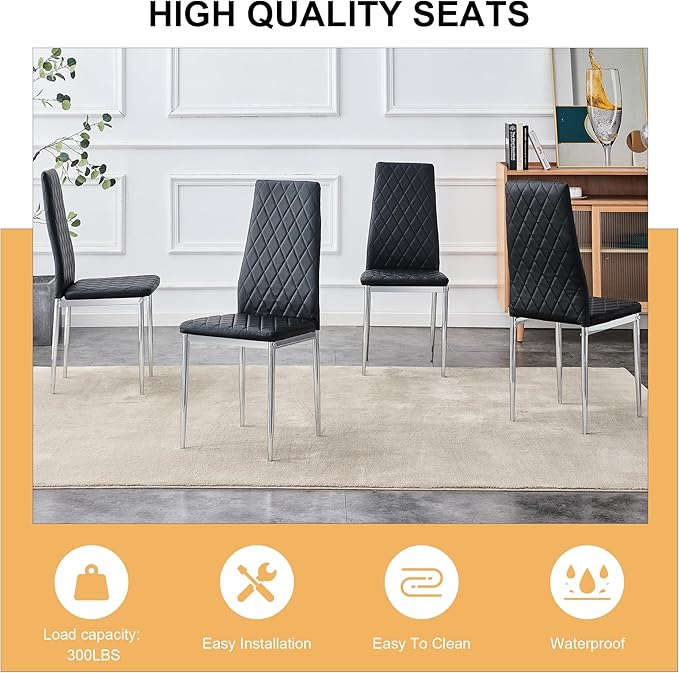 Modern Minimalist Dining Chair Fireproof Leather Sprayed Metal Pipe Diamond - Image 4