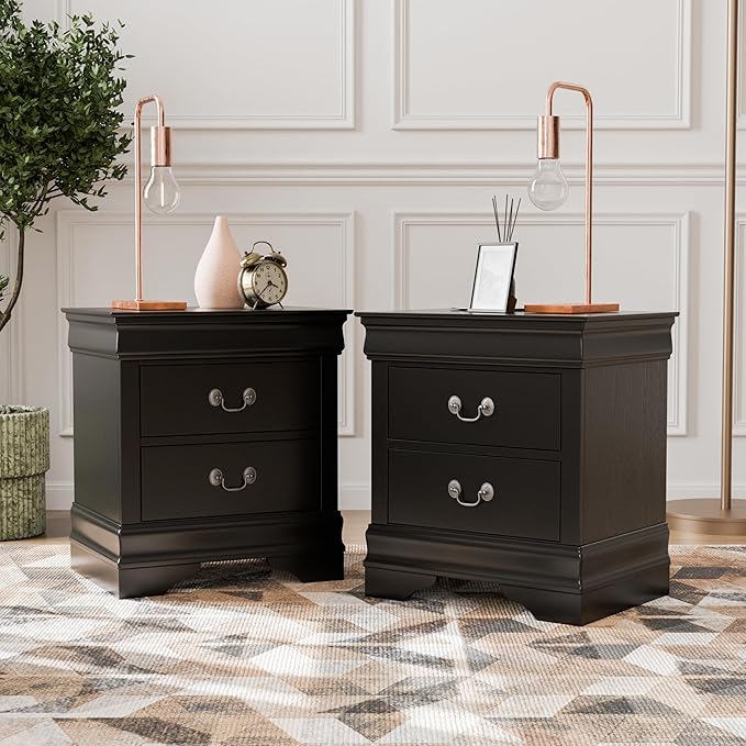 Furniture of America Arabella Traditional Solid Wood Nightstands Set of 2 - Image 2