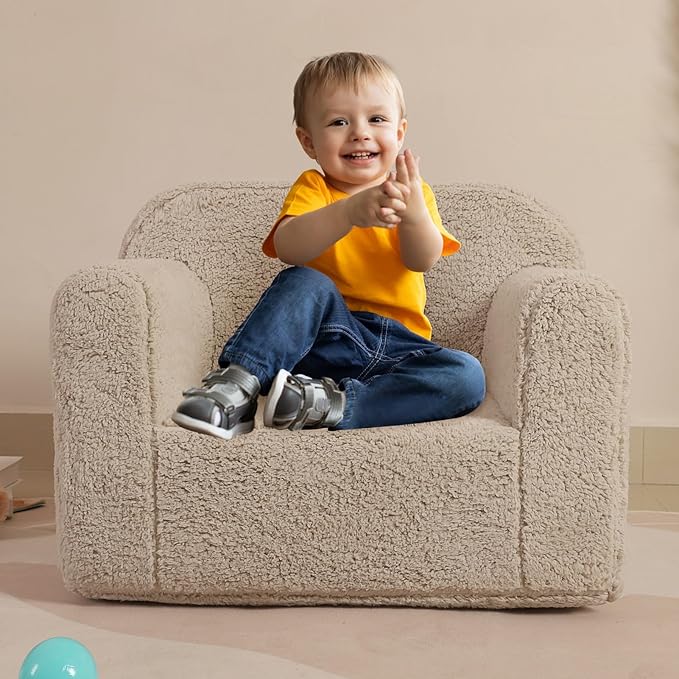 Kids Snuggly-Soft Sherpa Chair, Cuddly Toddler Foam Chair - Image 6