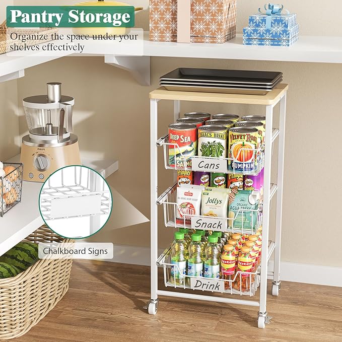 Fruit Vegetable Basket for Kitchen Pantry Storage Organizer, 4-Tier Metal - Image 5