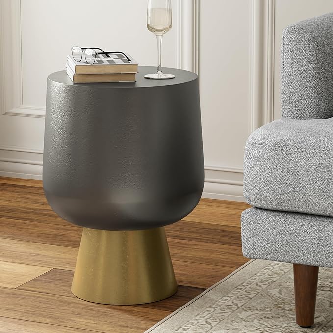 SIMPLIHOME Anthony Cast Aluminum Side Table in Antique Bronze/Brass, 13.75-inch - Image 2