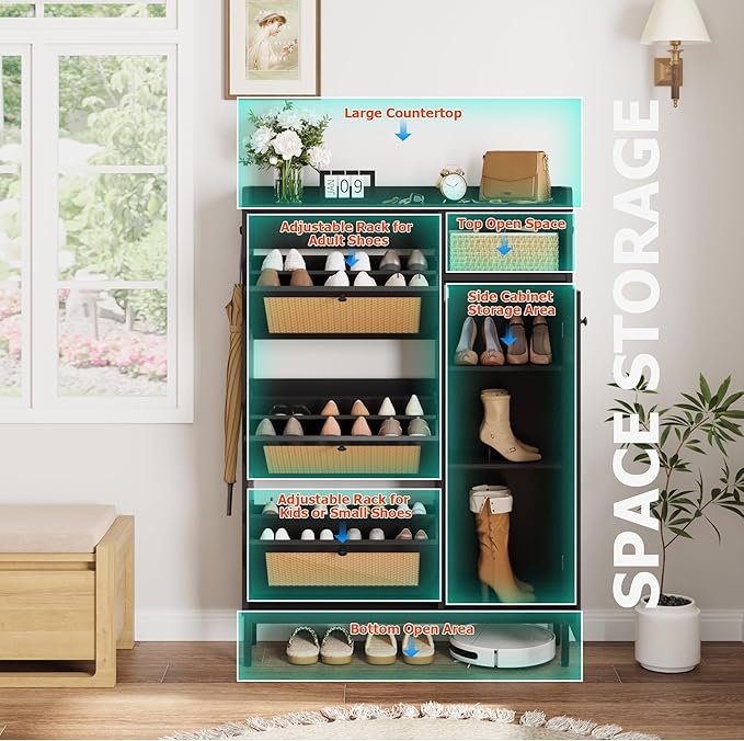 GarveeHome Shoe Cabinet Rattan - Image 4