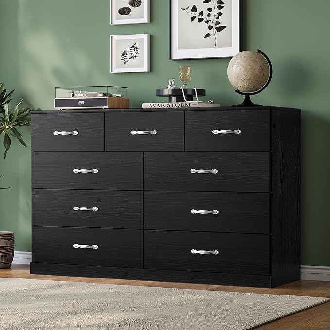 LINSY HOME 9 Drawer Dresser for Bedroom, Modern TV Stand Dressers by LINSYHOME