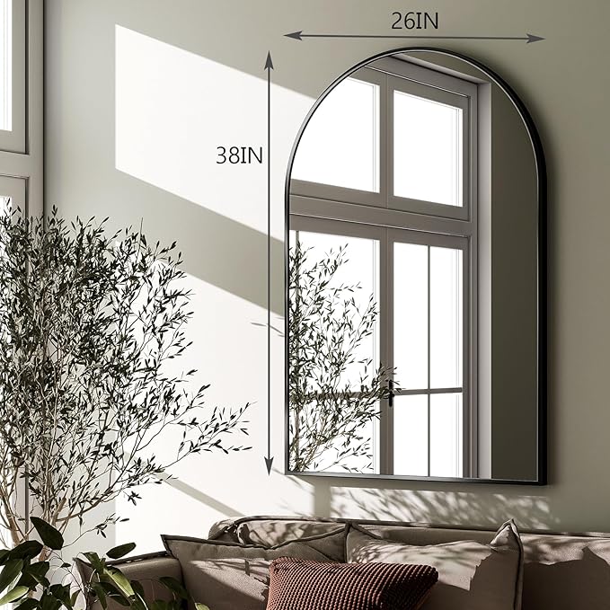 HARRITPURE Arched Wall Mirror – 26"x38" Arch Bathroom Mirror Metal Frame Vanity - Image 6