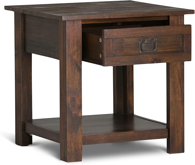 SIMPLIHOME Monroe SOLID ACACIA WOOD 22 inch Wide Square Rustic End Side Table - Image 3