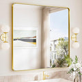 TokeShimi 36x36 Brushed Gold Bathroom Mirror, Bathroom Vanity Mirror Square by RefinedBathroomAccessories