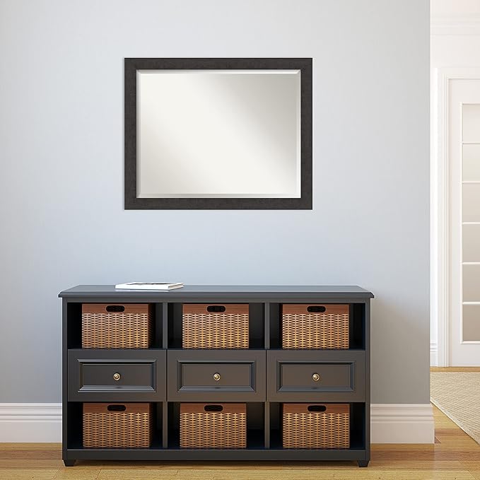 Amanti Art Brown Wall Mirror 26x32 Rustic Plank Espresso Narrow Rectangle - Image 6