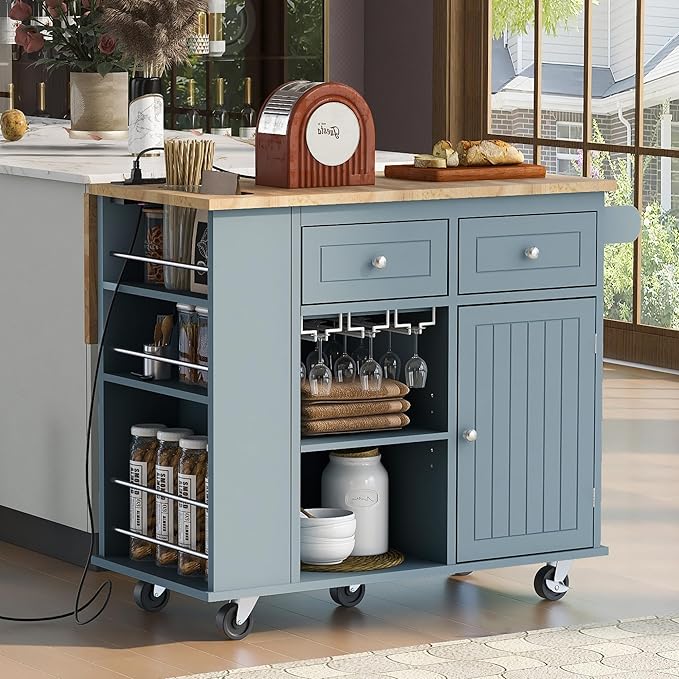 Merax Rubber Wood Kitchen Island by Merax