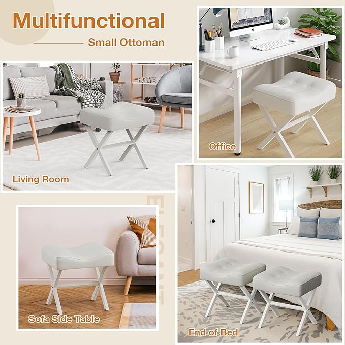 18-Inch Large Leather Vanity Stool, Vanity Chair - Image 8