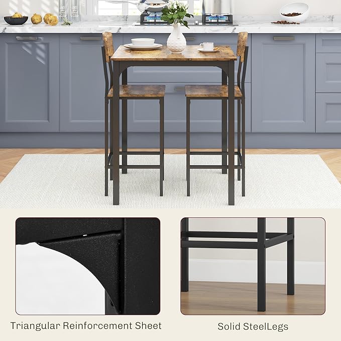 HOMCOM 3-Piece Counter Height Bar Table - Image 5