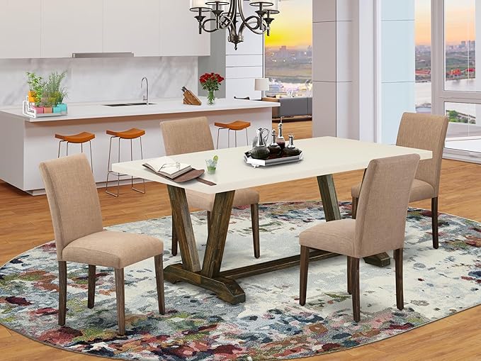 East West Furniture V727AB747-5 5 Piece Kitchen Table Set - Image 2