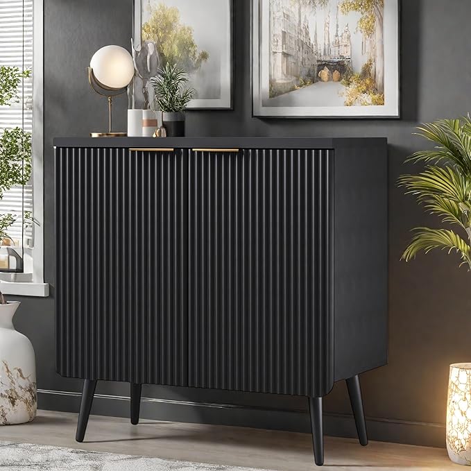 Buffet Cabinet, Sideboard Fluted Cabinet Modern Kitchen Buffet Storage Cabinets - Image 4