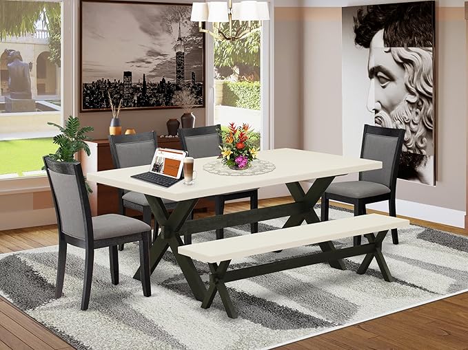 East West Furniture X627MZ650-6 6 Piece Dining Table Set Contains a Rectangle - Image 2