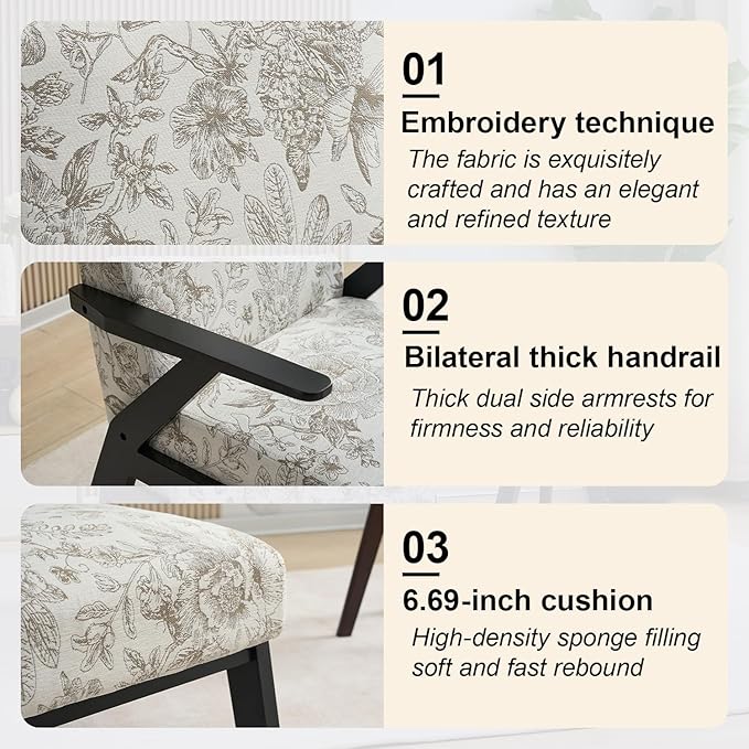 GDFStudio Aogex Accent Chair, Upholstered Club Chair, Printed Design Armchair - Image 4