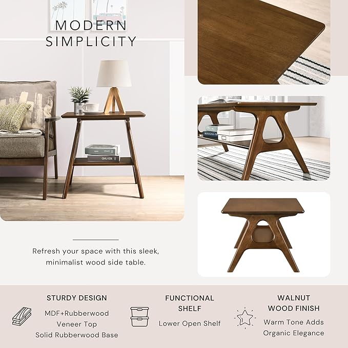 Roundhill Furniture Arona 3-Piece Coffee Table Set, Coffee Table and Two End - Image 13