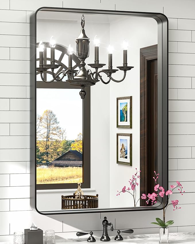 TokeShimi 24 x 36 Inch Black Mirror Wall Mirror by RefinedBathroomAccessories