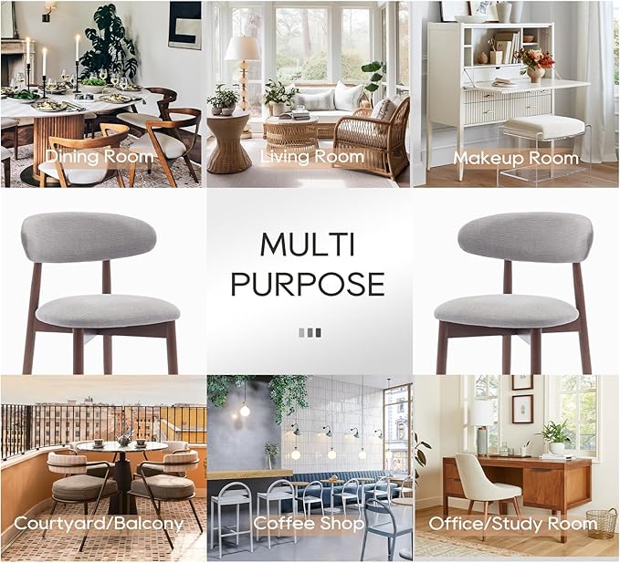 COLAMY Wooden Dining Chairs Set of 4, Modern Fabric Upholstered Kitchen Chairs - Image 10