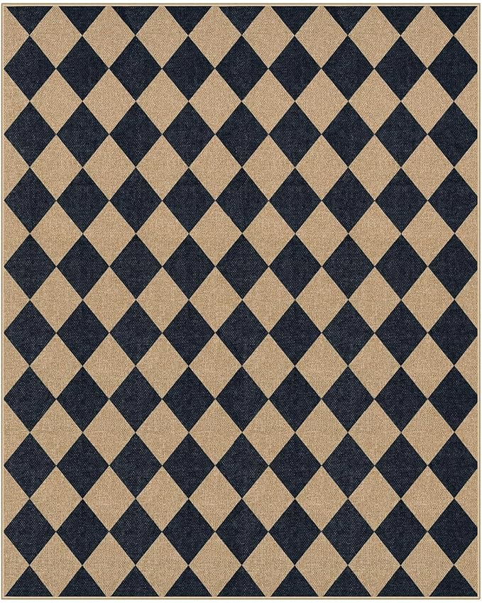 Lahome Checkered Easy Jute Area Rug 8x10, Large Living Room Patio Rug - Image 7