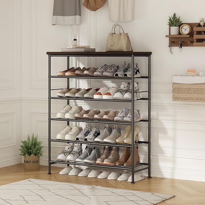 Shoe Rack Organizer 6 Tier for Closet Entryway Free Standing Metal Storage Shoe - Image 5