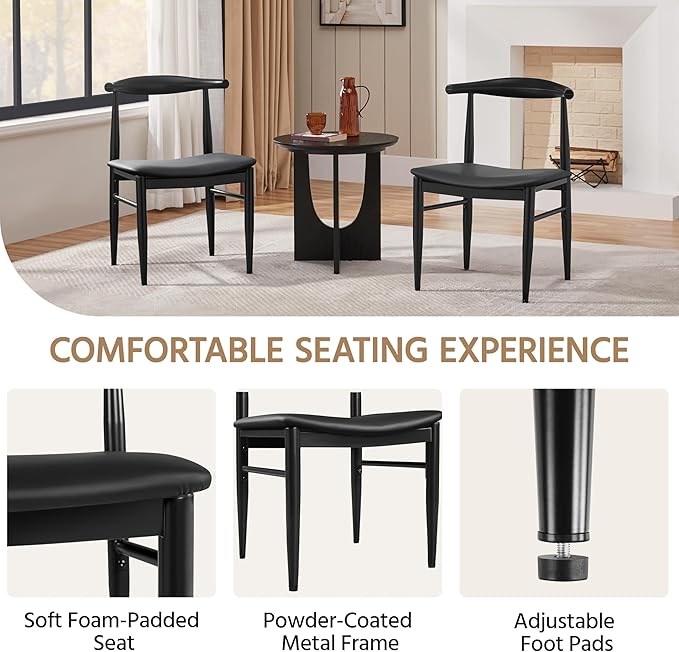 Yaheetech Dining Chairs Set of 4 Mid Century Modern Leather Dining Room Chairs - Image 5