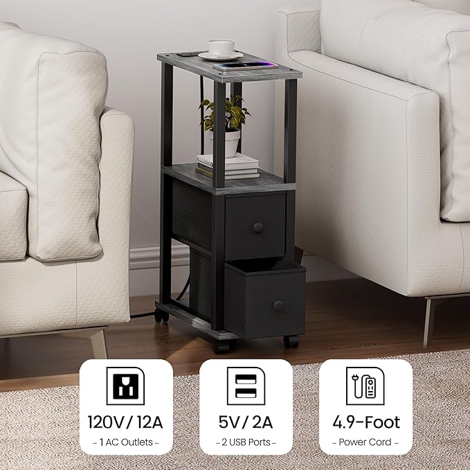 TUTOTAK Small Narrow End Tables, Side Tables - Image 5