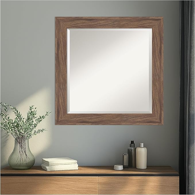 Amanti Art Brown Wall Mirror 25x25 Pia Medium Brown Square Bathroom Mirror - Image 4