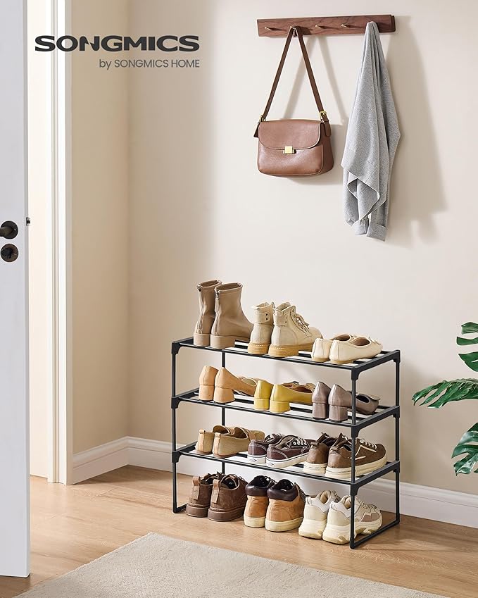 SONGMICS Shoe Rack, 3-Tier Shoe Organizer, Metal Storage Shelf, Upright or - Image 2