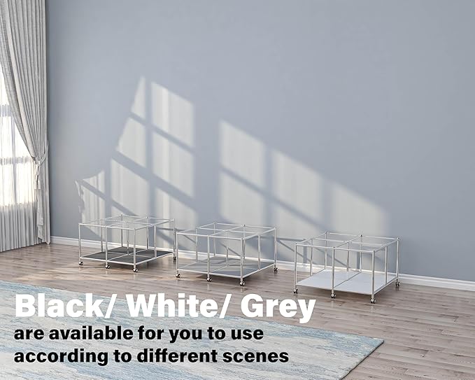 Matte Coffee Table with Open Storage, Square Tempered Glass Storage Rolling - Image 9