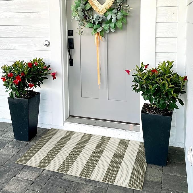 OJIA Fall Front Door Mat 24"x36" Halloween Doormat Striped Porch Rugs Checkered - Image 8