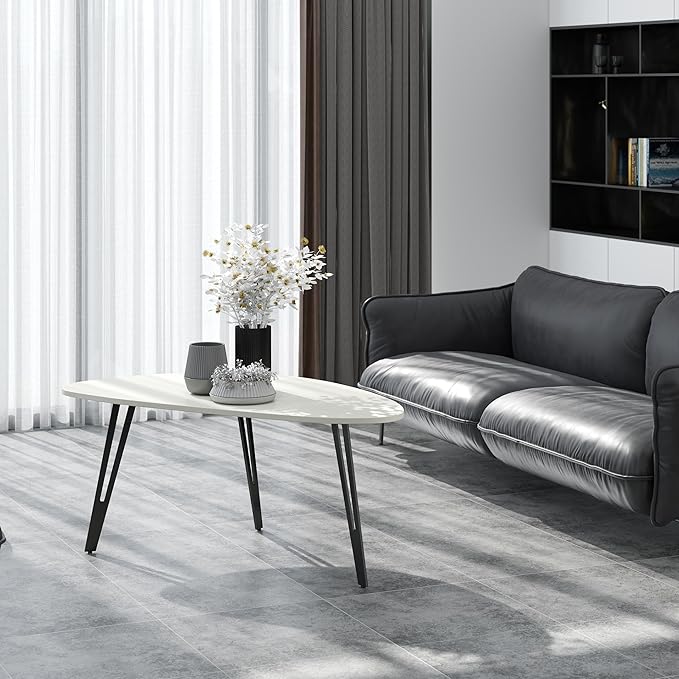 Manora Small Oval Coffee Table White, Modern Coffee Tables - Image 2
