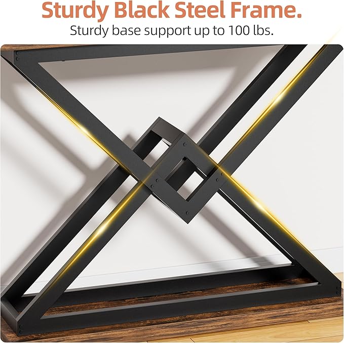 JUSTOGO 39.4" Console Table, Industrial Entryway Table Triangle Design - Image 6
