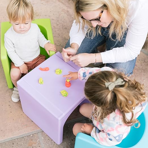 ECR4Kids Tri-Me Table and Cube Chair Set, Light Purple - Image 11