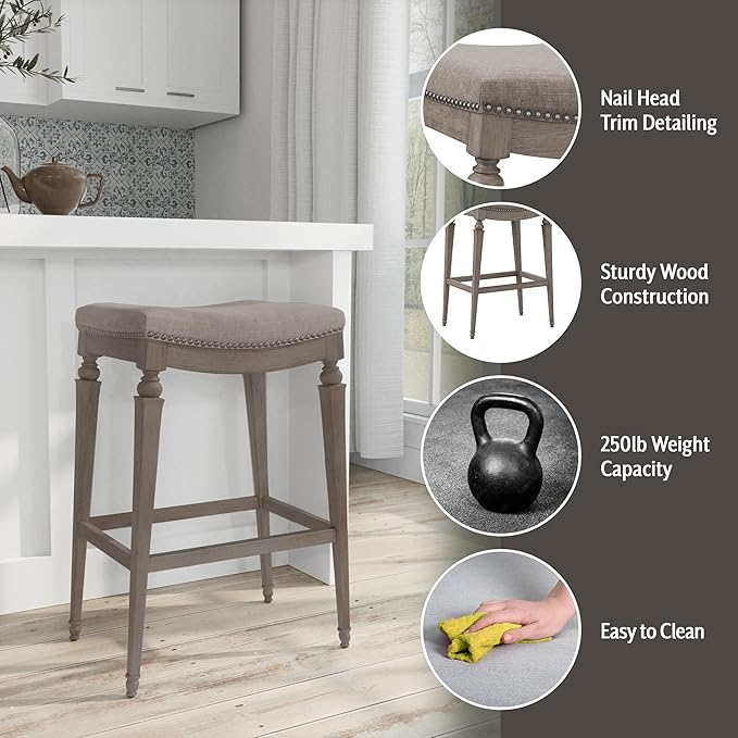 Hillsdale Furniture Vetrina Backless Non-Swivel Counter Stool, Weathered Grey - Image 4