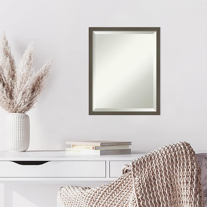 Amanti Art Grey Wall Mirror 21x17 Svelte Clay Grey Rectangle Bathroom Mirror - Image 6