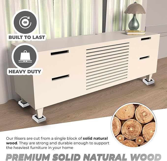 FASONLA Bed Risers Furniture Risers Lifts Height 1", Solid Natural Wood Risers - Image 5