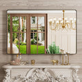 48X30 Inch Black Bathroom Mirror, Rounded Rectangle Matte Bathroom Vanity Mirror by JISOSO