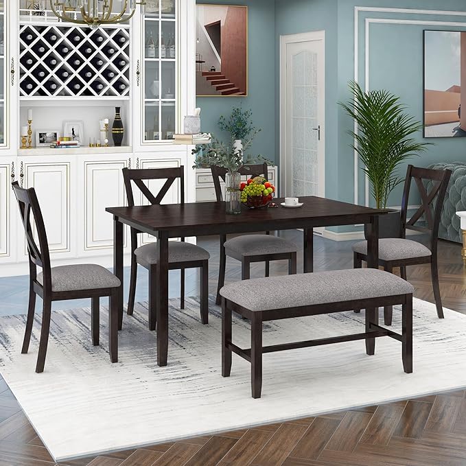 SogesPower 6-Piece Kitchen Dining Table Set - Image 9
