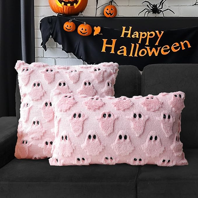 4TH Emotion Halloween Ghost Decorative Pillow Covers 16x16 Set of 2 - Image 4